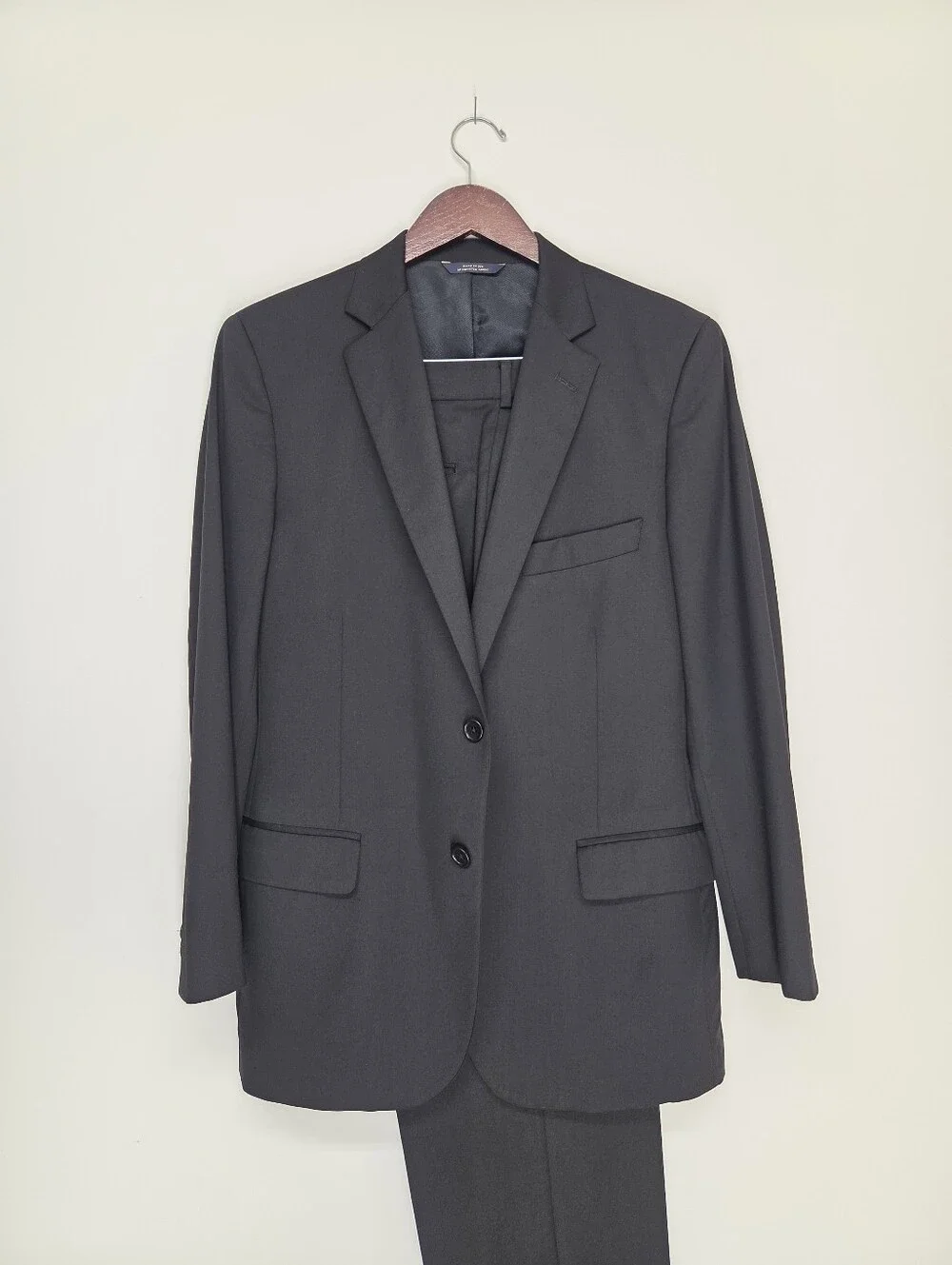 Brooks Brothers 1818 Fitzgerald Suit Mens 41R 35W Black Full Canvas Wool USA